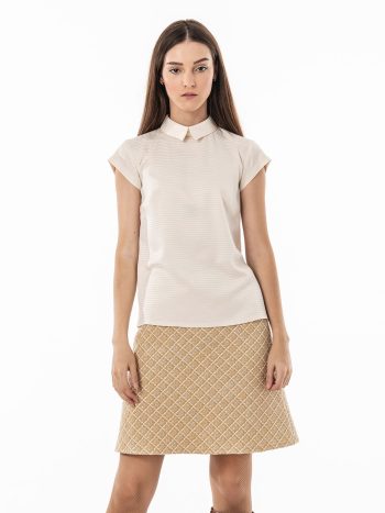 Beige mini skirt silver thread crop • Sassa Björg