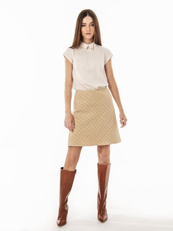 Beige mini skirt silver thread full • Sassa Björg