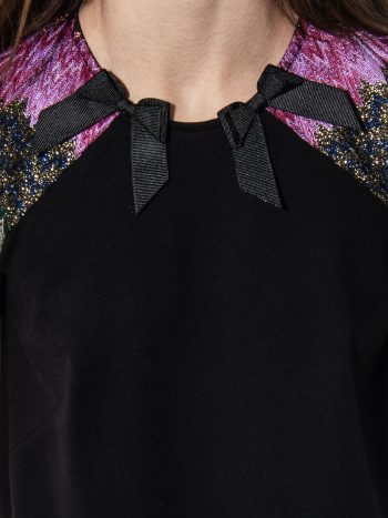 Black dress striped sleeves detail • Sassa Björg