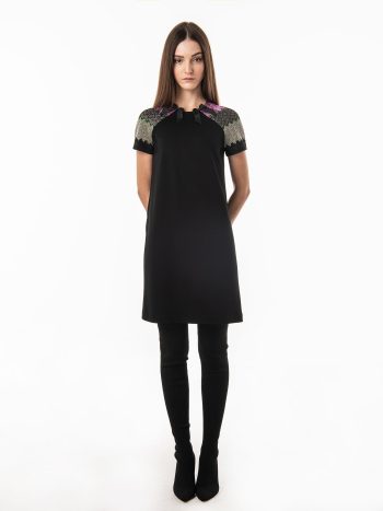 Black dress striped sleeves full • Sassa Björg