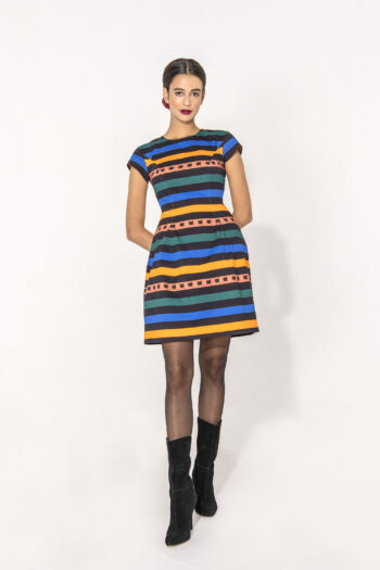Colored stripes dress front • Sassa Björg