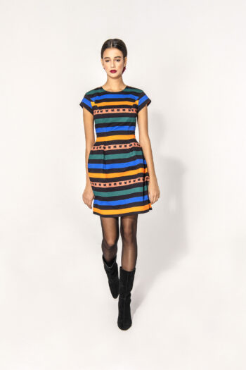 Colored stripes dress walking • Sassa Björg