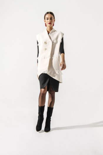 Ecru vest with fringe front • Sassa Björg