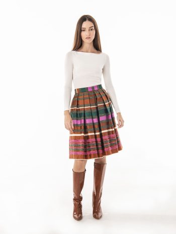 Jacquard striped and pleated skirt full • Sassa Björg
