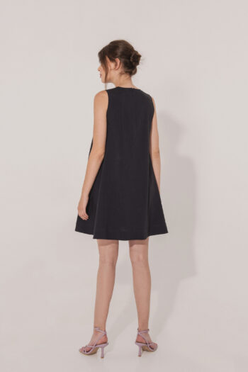 Navy blue dress with a belt A shaped back • Sassa Björg