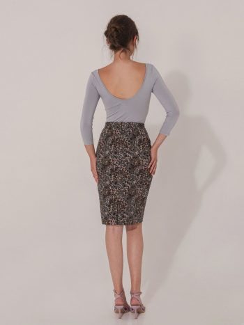 Pencil skirt camouflage leopard print back view • Sassa Björg