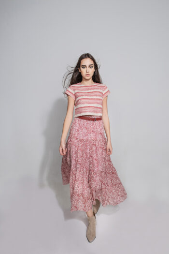crop top Jacquard red and ecru walking • Sassa Björg