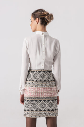 Straight mini skirt with etno motif back • Sassa Björg