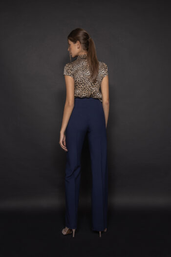 blue straight leg pants back leopard &bull; Sassa Björg