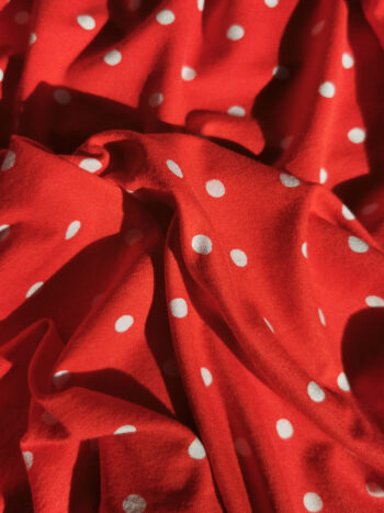 red polka dot body hugging top fabric • Sassa Björg