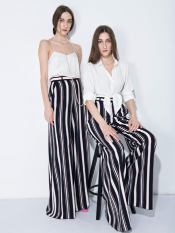 wide leg pants sea pattern stripes sitting &bull; Sassa Björg