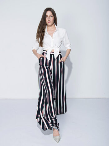 wide leg pants sea pattern stripes walking &bull; Sassa Björg
