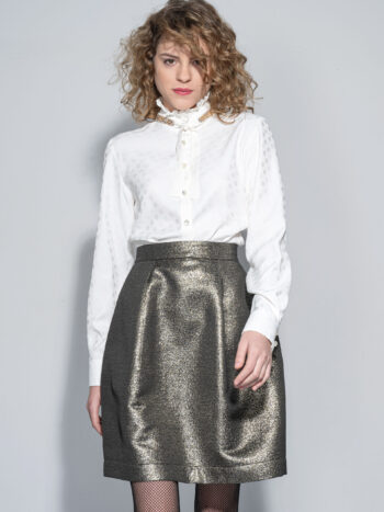silver metallic skirt walking crop • Sassa Björg