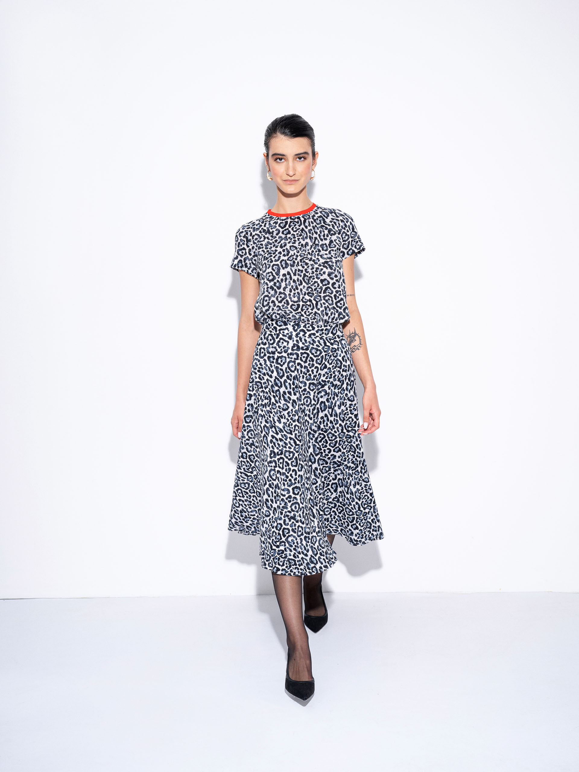midi skirt snow leopard print • Sassa Björg