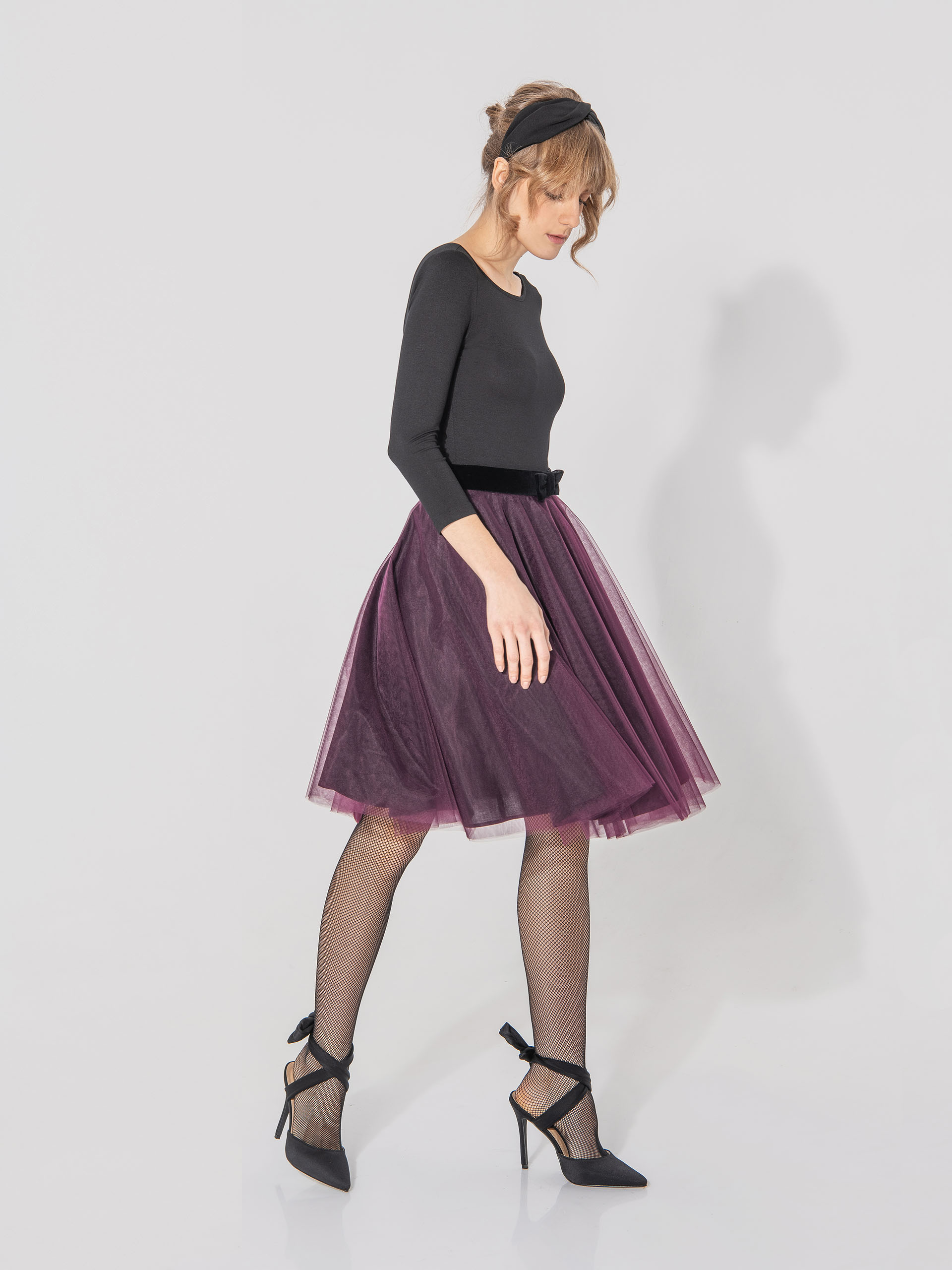 tulle skirt with a bow on the belt in merlot sideways • Sassa Björg
