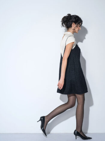 black tweed pinafore dress side &bull; Sassa Björg