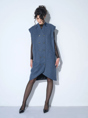 double breasted vest dress front &bull; Sassa Björg