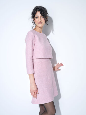 powder pink boucle skirt crop &bull; Sassa Björg