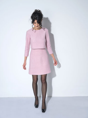 powder pink boucle skirt front &bull; Sassa Björg