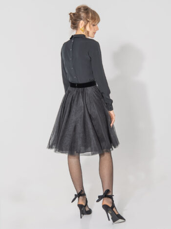 tulle skirt with a bow on the belt in black back full • Sassa Björg