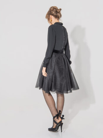 tulle skirt with a bow on the belt in black sideways • Sassa Björg