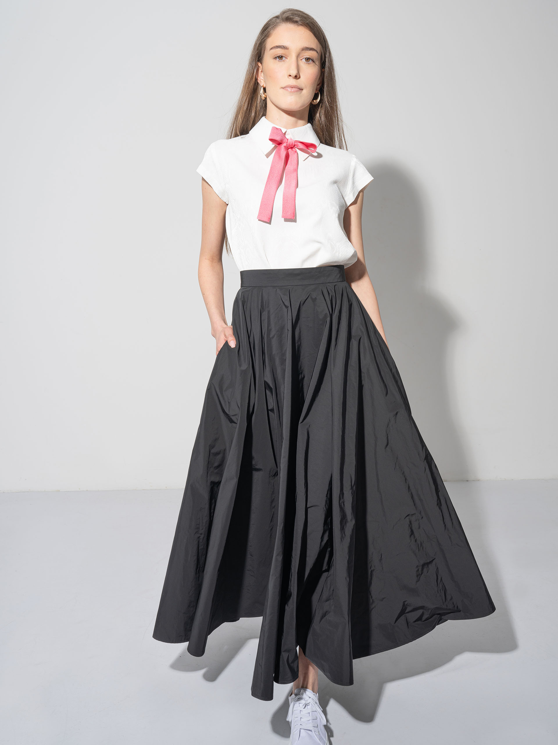 white blouse w collar python texture featured • Sassa Björg