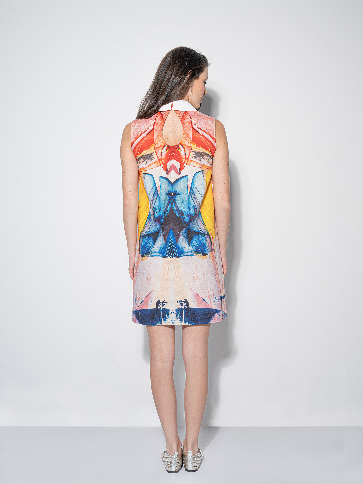 oil paint collage dress w collar back • Sassa Björg