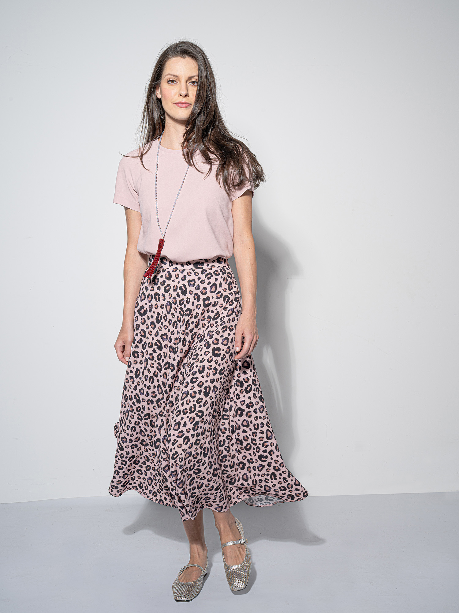 pink leopard midi skirt • Sassa Björg