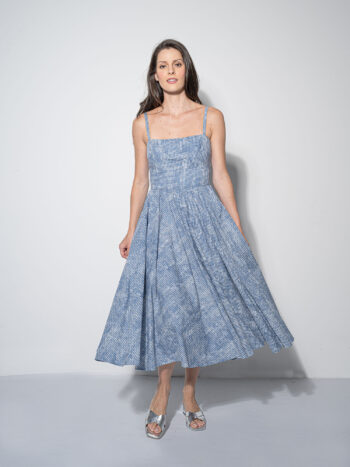 strappy blue chequered dress front &bull; Sassa Björg