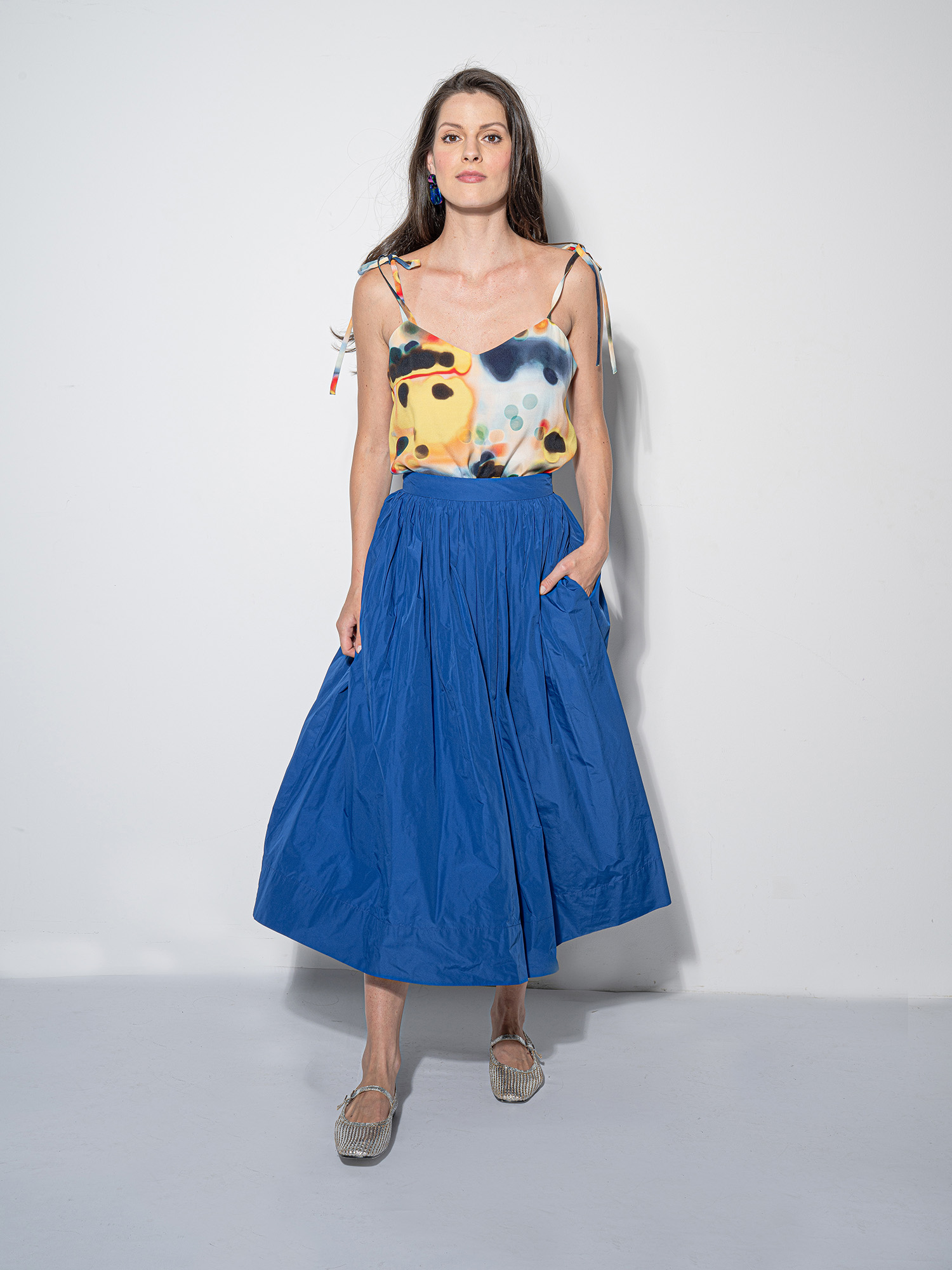 ray light muse strappy top blue taffeta • Sassa Björg