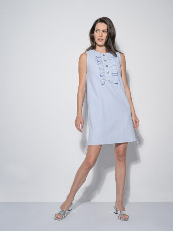 sky blue melange dress nacre buttons featured &bull; Sassa Björg