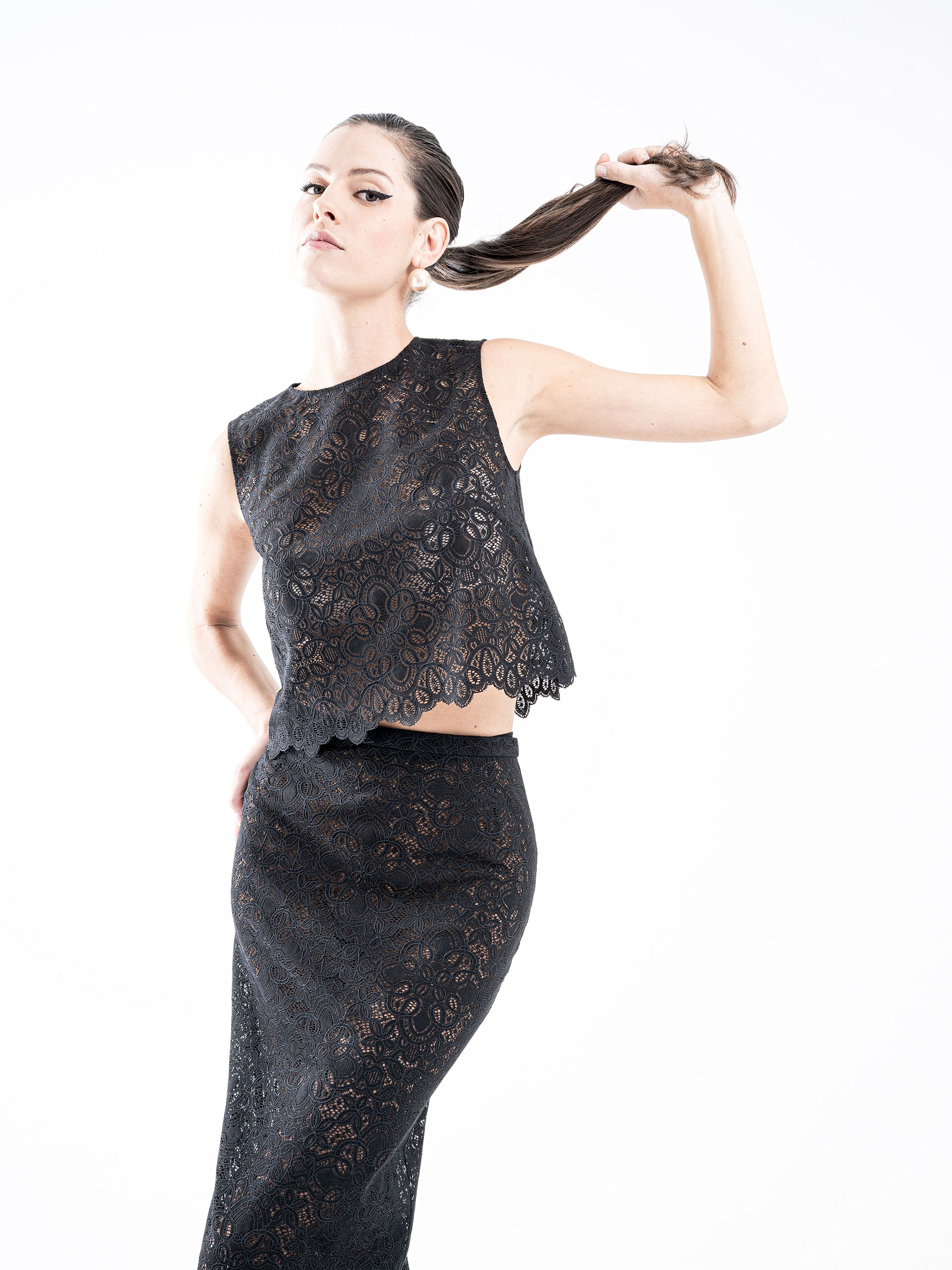 black lace crop top • Sassa Björg