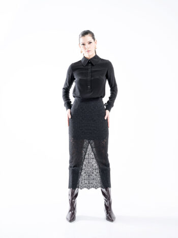 straight lace midi skirt black 3 in 1 • Sassa Björg