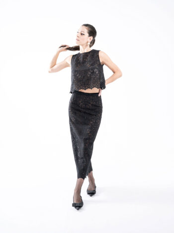 straight lace midi skirt black featured • Sassa Björg