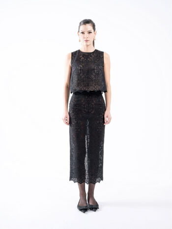 straight lace midi skirt black full • Sassa Björg