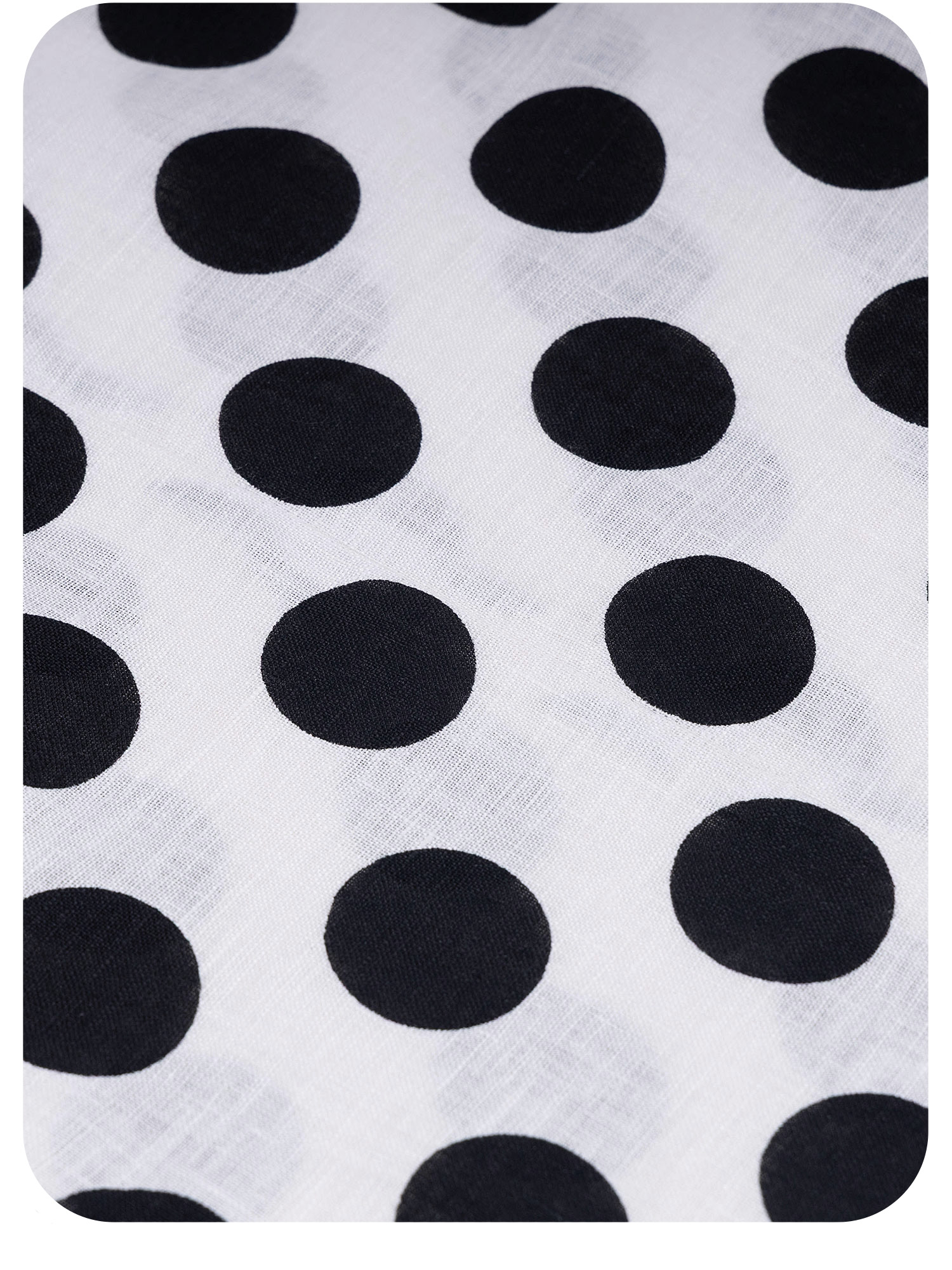 polka dot linen blouse with contrast collar and short sleeves fabric