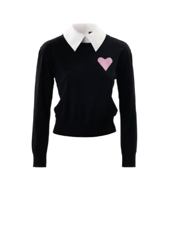 detachable collar in textured viscose with polka texture with sweater
