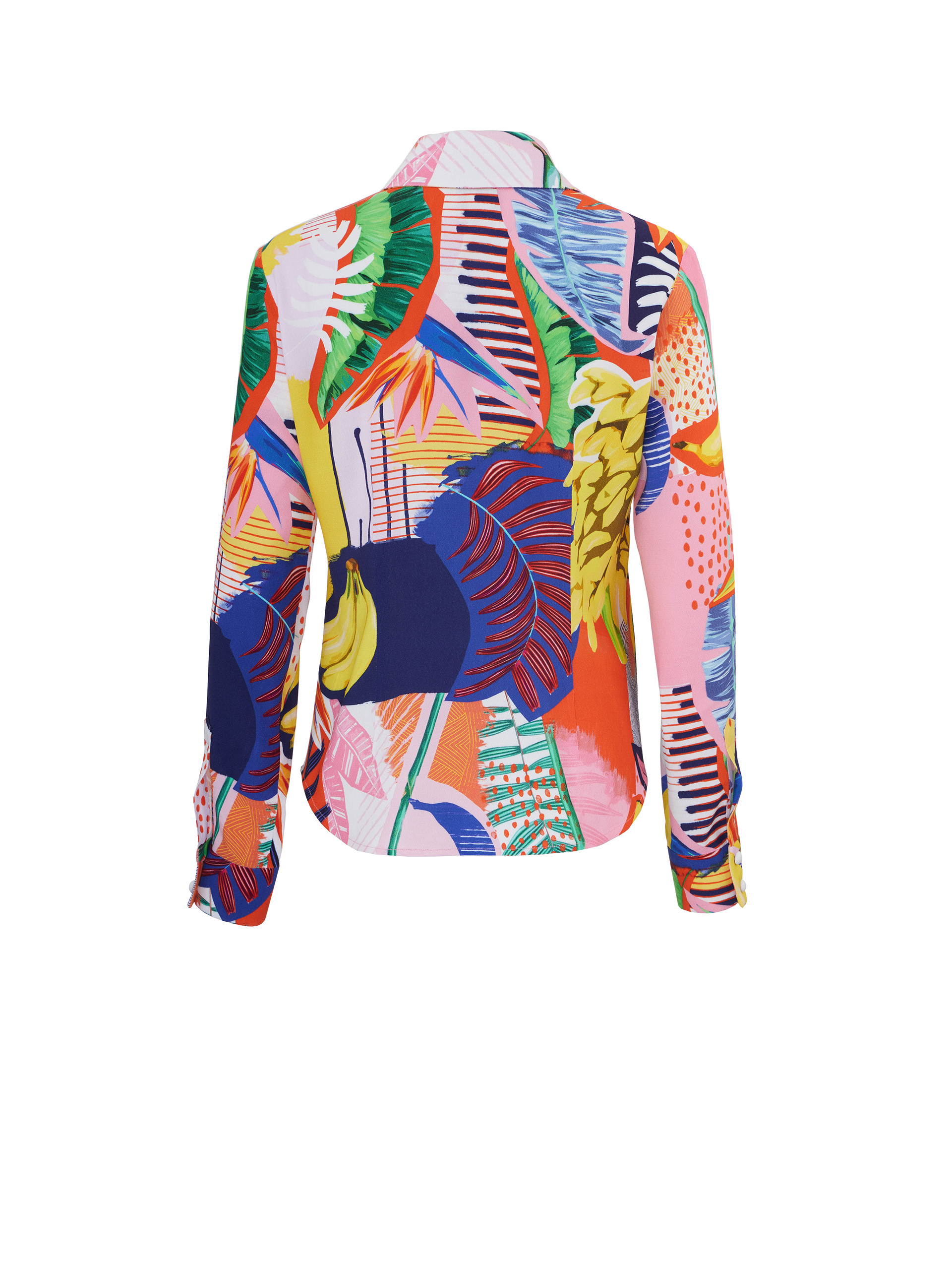 multicolor abstract collage shirt in crepe viscose back