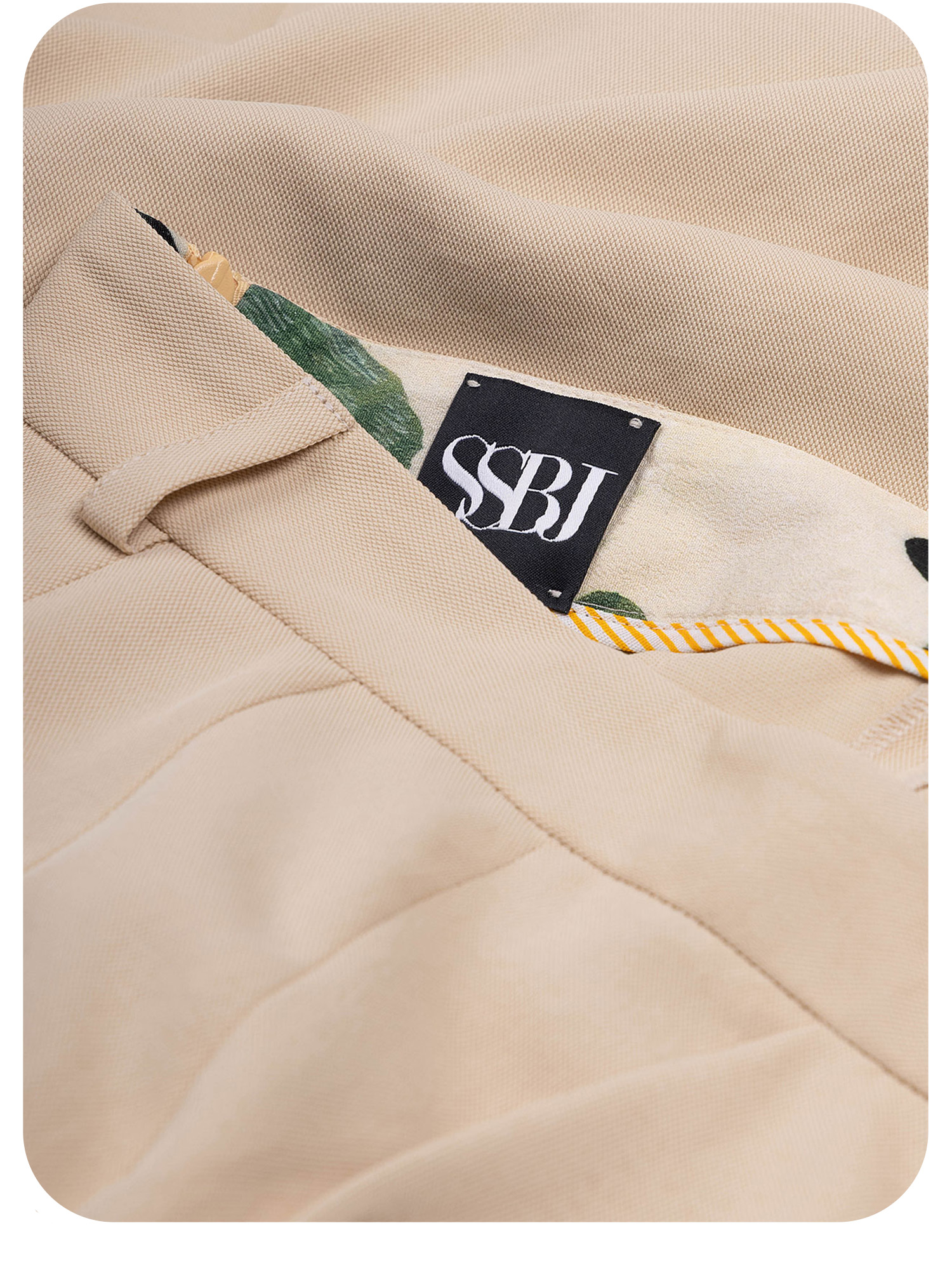 light beige wide leg culotte pants with high waist and structured fit fabric