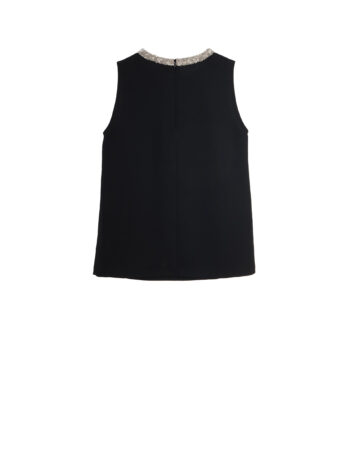 embellished neckline black sleeveless top back • Sassa Björg