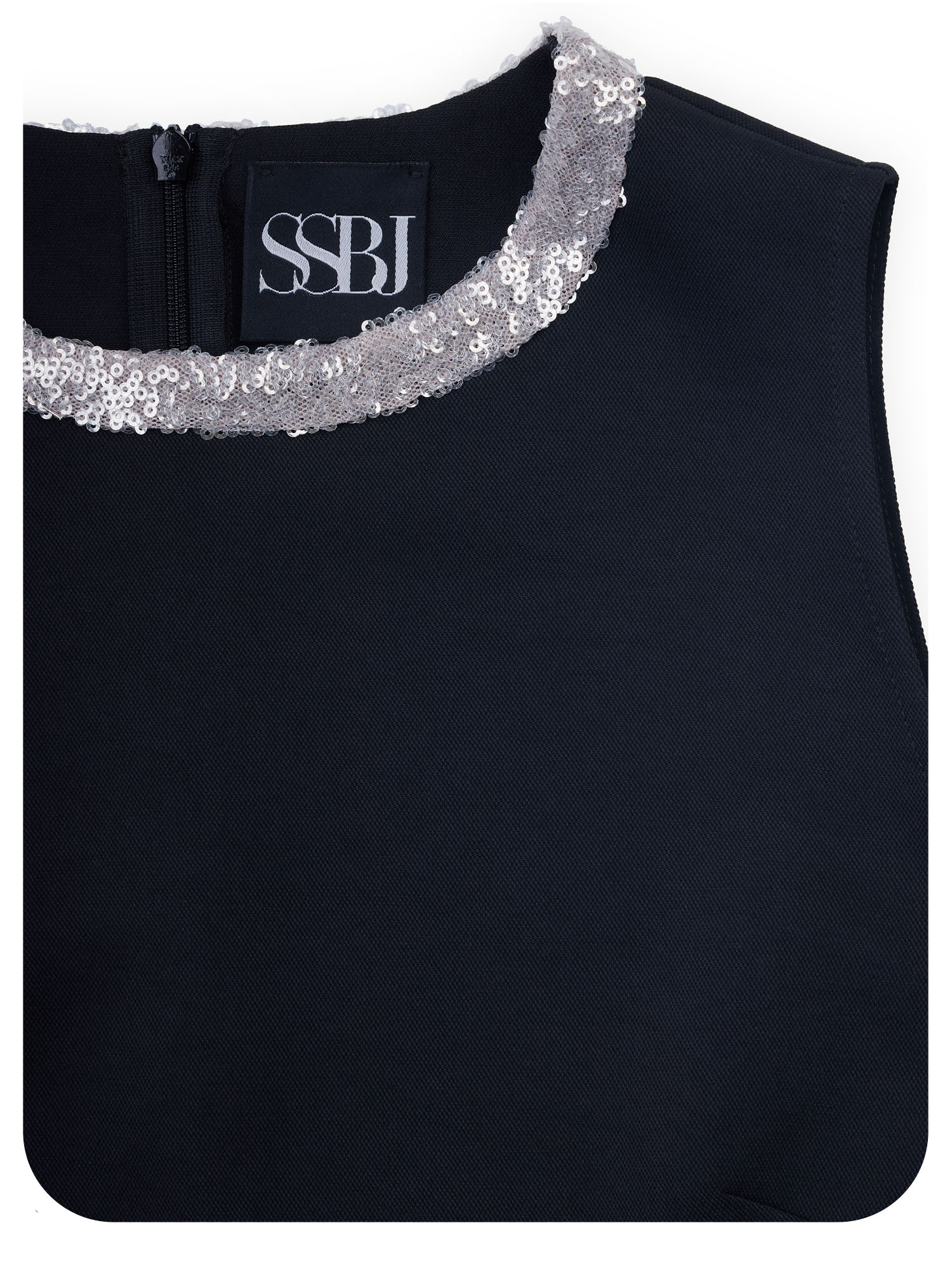 embellished neckline black sleeveless top fabric • Sassa Björg