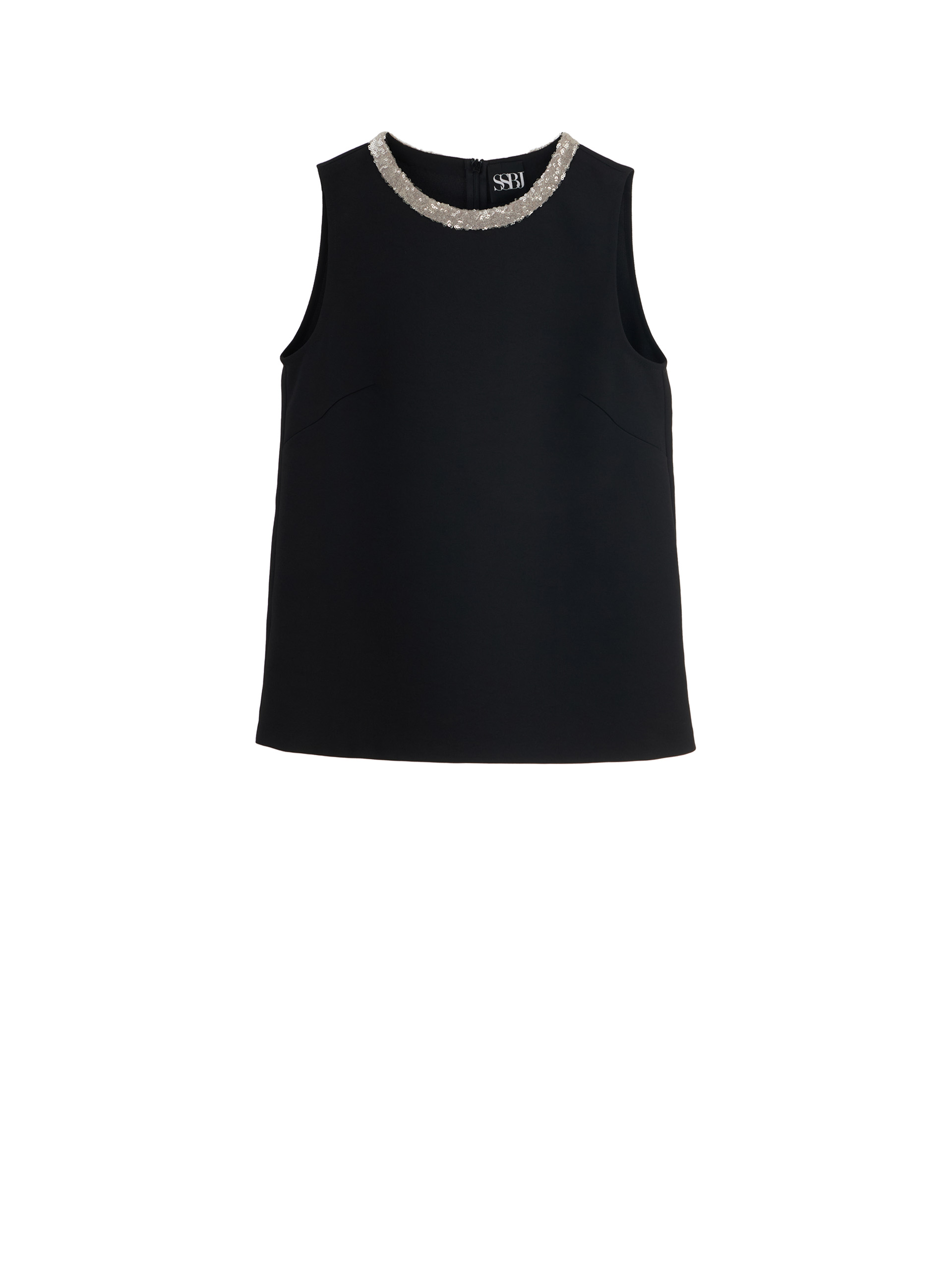 embellished neckline black sleeveless top • Sassa Björg