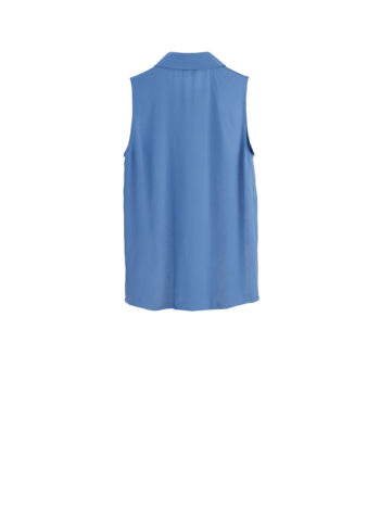 muted blue sleeveless bow blouse back • Sassa Björg