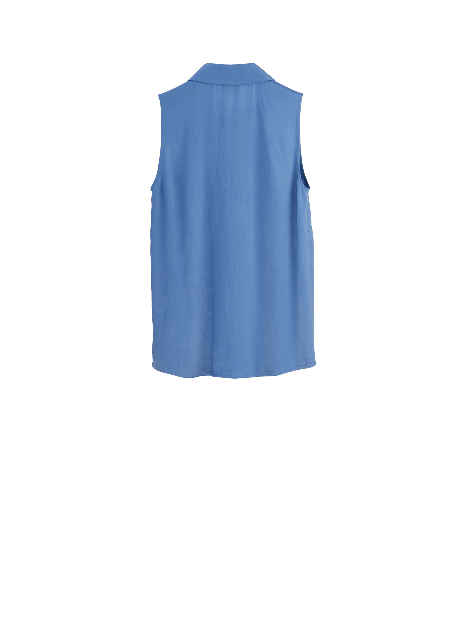 muted blue sleeveless bow blouse back • Sassa Björg
