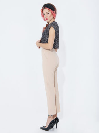 beige pencil pants narrow leg side &bull; Sassa Björg