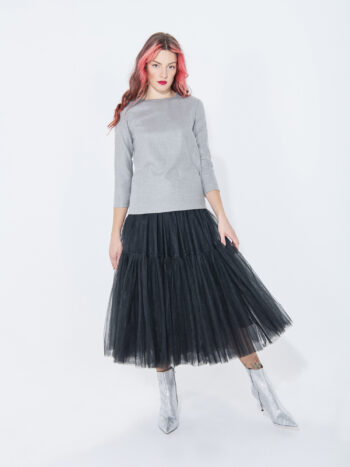 black swan tulle skirt grey blouse • Sassa Björg
