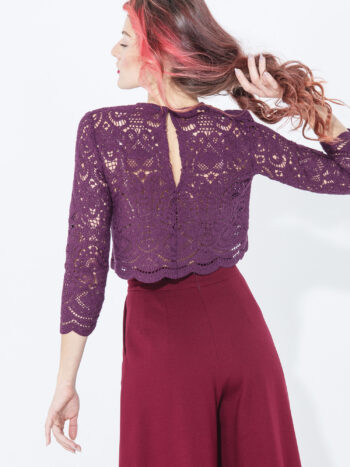 burgundy lace crop top crop • Sassa Björg