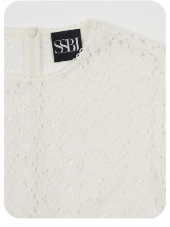 off white floral lace crop top short sleeve fabric • Sassa Björg