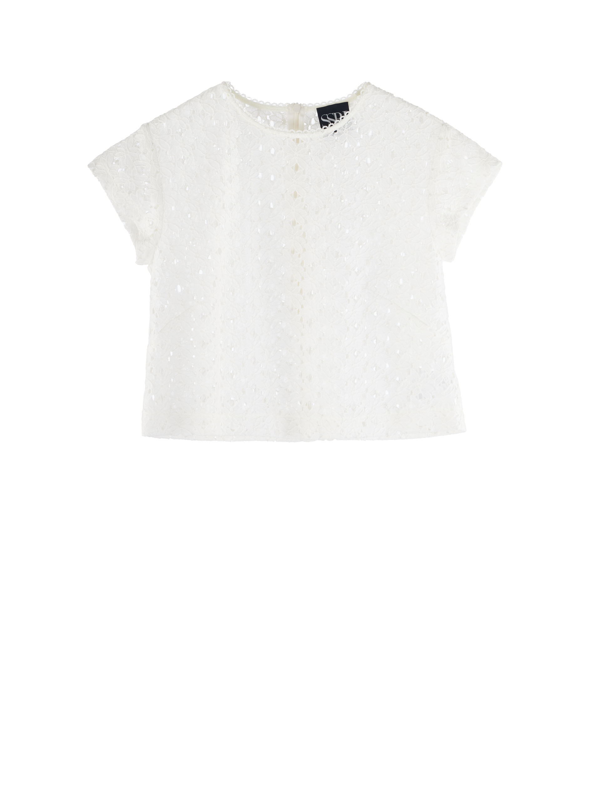off white floral lace crop top short sleeve • Sassa Björg