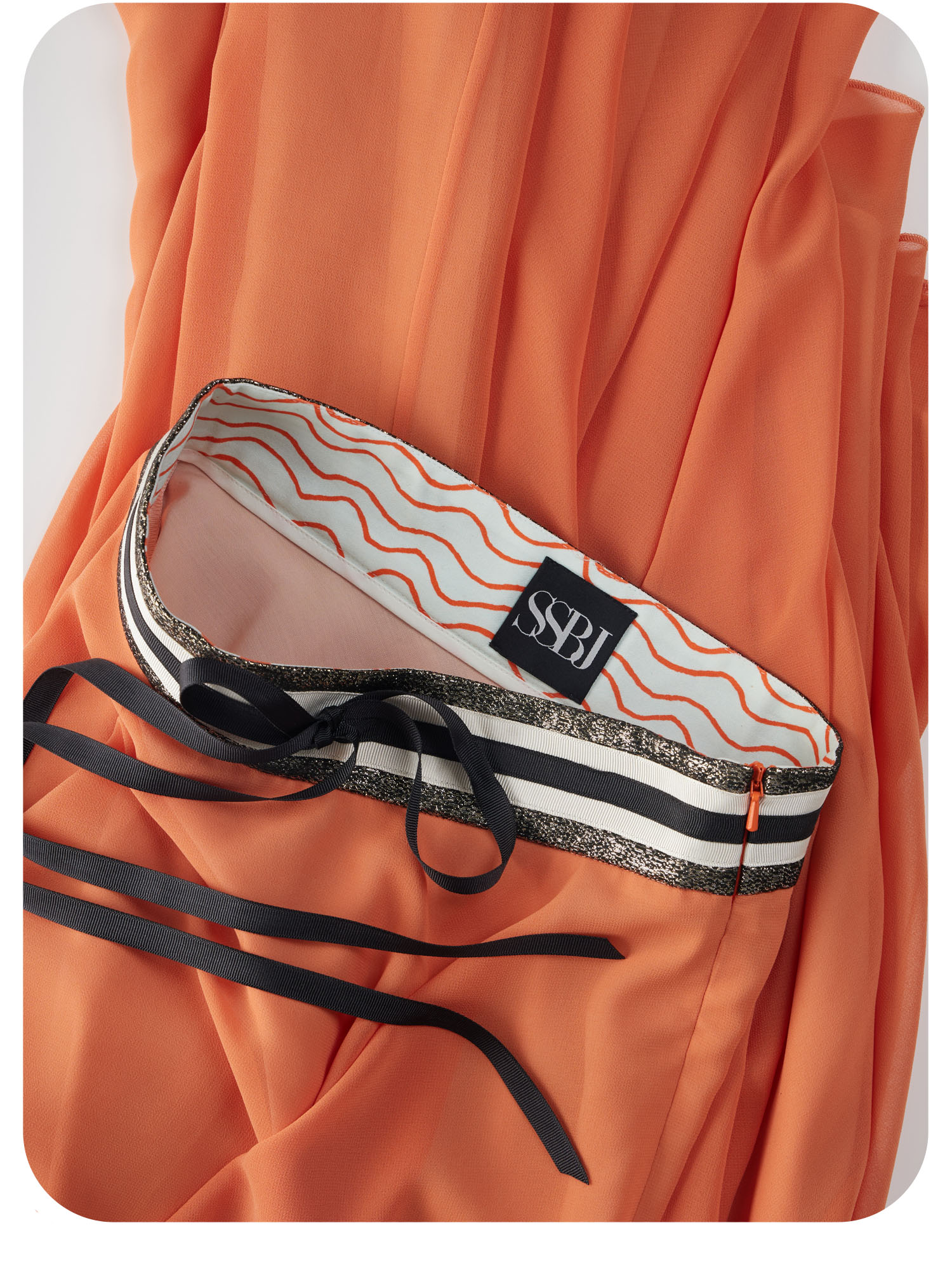 apricot orange full circle chiffon midi skirt fabric • Sassa Björg